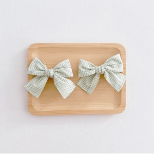 Girl Hair Clip Bow Plaid CNY Pair (GHP6403)